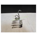 Decorative Swan Flatware Holder w/ Spoons