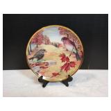 9.25" Purple Finches Decorative Plate w/ Stand
