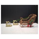 Decorative Sleigh w/ (2) Reindeer
