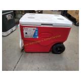 Red Coleman Wheeled 40qt Cooler