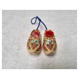 Vtg French Wooden Clog Shoe Sewing Accessories