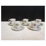 (5) Vtg Henneberg Porzellan 1777 Teacup w/ Saucer