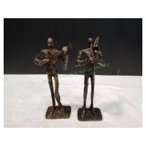 (2) Vtg 8" Bronze Sculpture Musicians