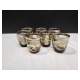 (7)Whiskey Tumbler w/Silver Overlay Aztec Mayan