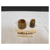 (2) Natural Carved Horn Shot Glasses w/ Spoons