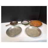 (2) Cast Iron Skillets, Vtg Skillet & (2) Pie