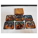 (6) Handpainted 4.5x3.5 Coaster in Wood Box
