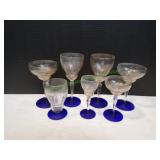 Etched Goblets & More w/ Cobalt Blue Foot