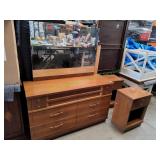 MCM Dresser w/ Mirror & (2) Matching Night Stands