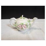 6" Ivory & Pink Flower Teapot