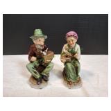 Vtg 7" Elder Man & Woman w/ Birds