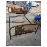 Vintage Double Metal Bed Frame on Casters