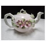 6" Ivory & Pink Rose Teapot