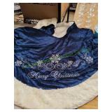Blue Merry Christmas Tree Skirt