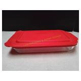Pyrex 232 Glass Baking Dish w/ Red Lid