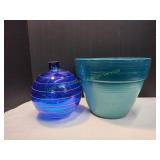 Outdoor Planter w/ Glass Yard Globe