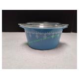 Vtg Pyrex Ble Garland Casserole Dish w/ Lid