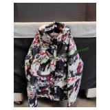 Black, Red & White Snow / Ski Hooded Jacket, Sz Md
