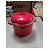 Red Speckled Enamel Stock Pot