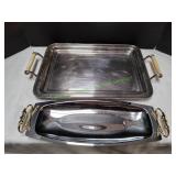 (2) Silver-Plated Serving Trays