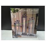 Evergreen LED Tapered Candle Tower Lanterns, 3pc