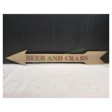 Wooden Beer and Crabs Arrow Sign
