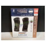 Copperfit Compression Knee Sleeve, Sz S/M, 2pk