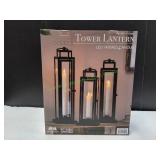 Evergreen LED Tapered Candle Tower Lanterns, 3pc