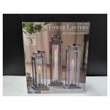 Evergreen LED Tapered Candle Tower Lanterns, 3pc