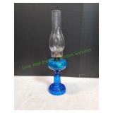 Vtg Peacock Blue Hemingray Thumbprint Oil Lamp