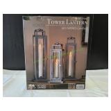 Evergreen LED Tapered Candle Tower Lanterns, 3pc