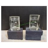 (2) US Army Glass Crystal Paperweights