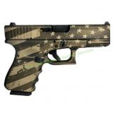 Glock G19 G3 9mm Pistol USA Flag Distressed Bronze