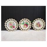 (3) Lefton China Decorative Fruit Plates