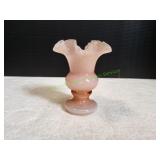 Rose Overlay Ruffled Milk Vase