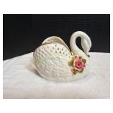 Vtg Ceramic Swan Planter