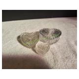 (3) Glass Heart Trinket Boxes