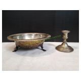 Silver-Plated Footed Serving Dish w/ Candlestick
