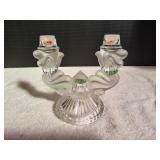 Vtg Crystal Art Deco Double Candlestick
