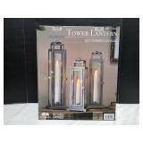 Evergreen Tower Lantern LED Tapered Candle, 3pc