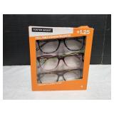 Foster Grant Optics Full Rim Readers, +1.25 3pk