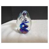 Blown Glass Egg Shaped Paperweight