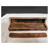 Vtg Wooden Incense Burner Box