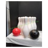 Plastic Bowling Pins w/ (2) Bowling Balls
