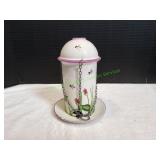 Vtg Ceramic Outdoor Hand Painted Bird Feeder