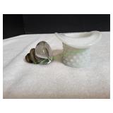 Milk Glass Hobnail Top Hat & Glass Doorknob