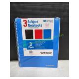 Top Flight 3-Subject Notebooks, College Ruled, 3pk