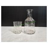 Vtg Glass Etched Craft w/ Drinking Cup