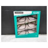 Foster Grant Optics Full Rim Readers, +2.00 3pk