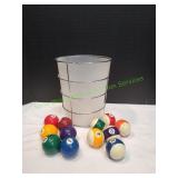 Wastebasket w/ (12) Pool Balls